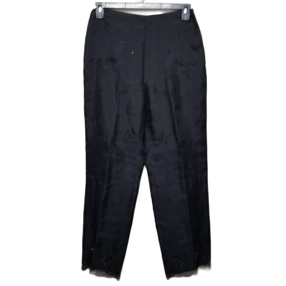 Ann Taylor Black Silk Embroidered Pants 12 - Picture 1 of 7